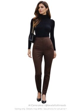 VOTRE NOM SZ 12 (FR 44) brown high waisted Paris side zip vintage stirrup pants